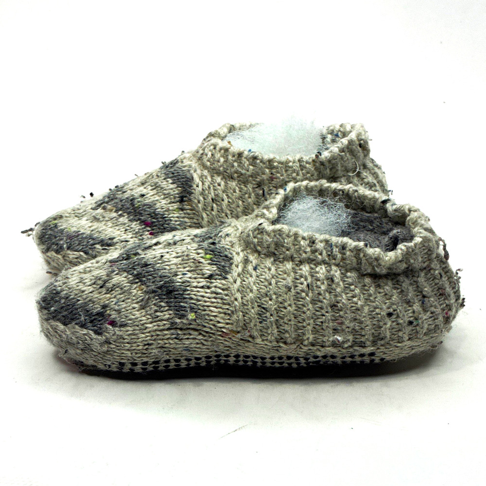 Bombas Kids Gray Knit Gripper Slippers Non-Slip Shoes Approx 6" Length